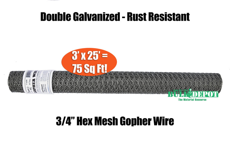 Digger's RootGuardTM 3 Foot x 25 Foot (75 Sq Ft) Gopher Wire Roll