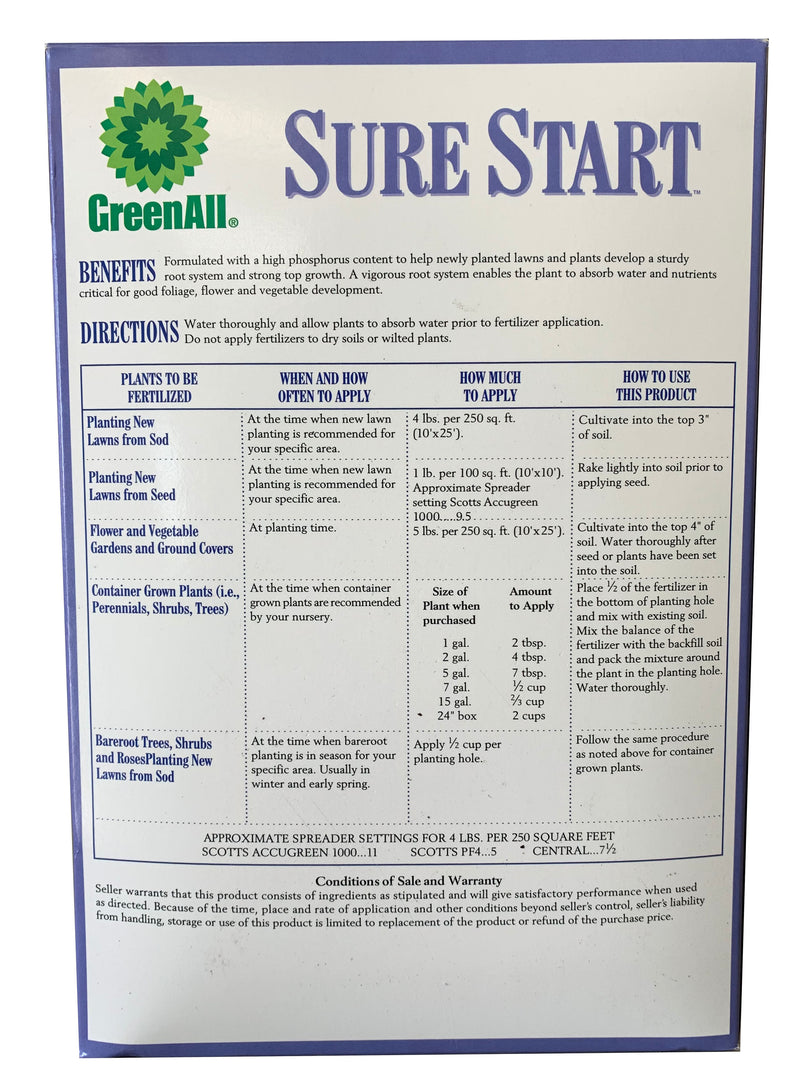 sure start herbicide GreenAll 435 Sure Start Pre-Plant Fertilizer 5-20-10 5lb