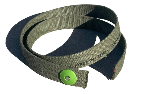 Tackstrap green.  leed. Natural cotton tree strap